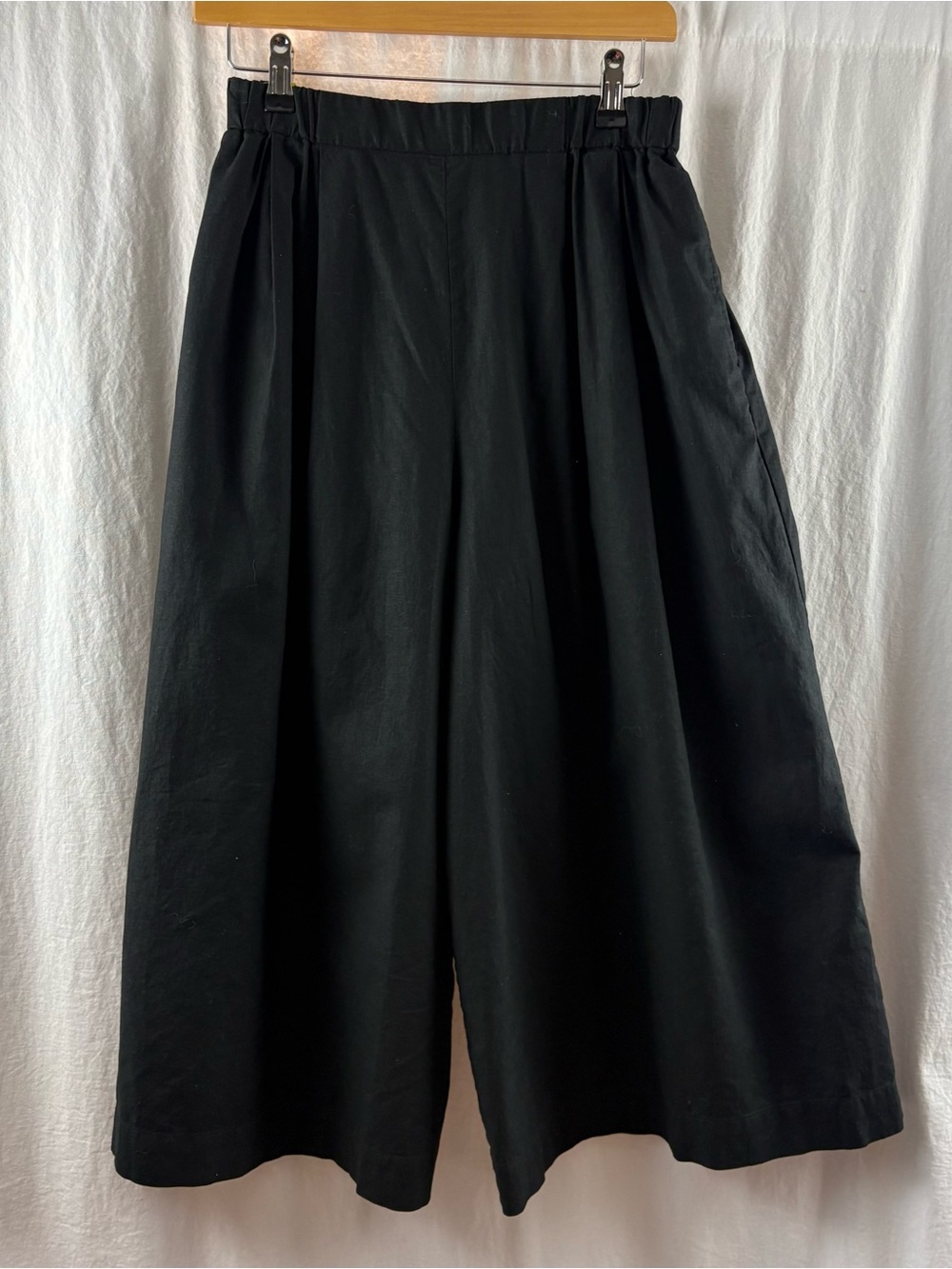 Uniqlo Marimekko Linen Cotton Cropped  Crop Wide Leg Pants Black S - Picture 4 of 8